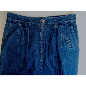 Vtg Dockers Levis Denim Skirt Size 10 Made In USA Kick Pleat Front Pockets EUC